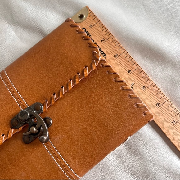 Brown Leather Bound Journal Diary Paper Hand Stitched Clasp Closure - Picture 9 of 10